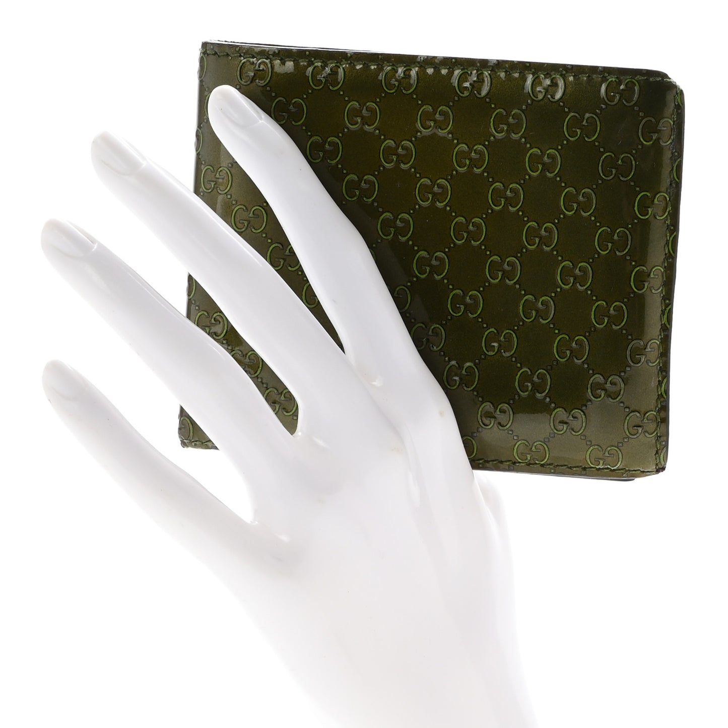 Patent Microguccissima Bi-Fold Wallet Green