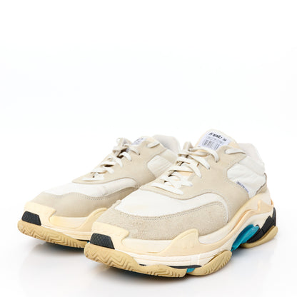 Balenciaga Nylon Suede Mens Triple S 2.0 Sneakers 44 White Grey Blue 3 of 8