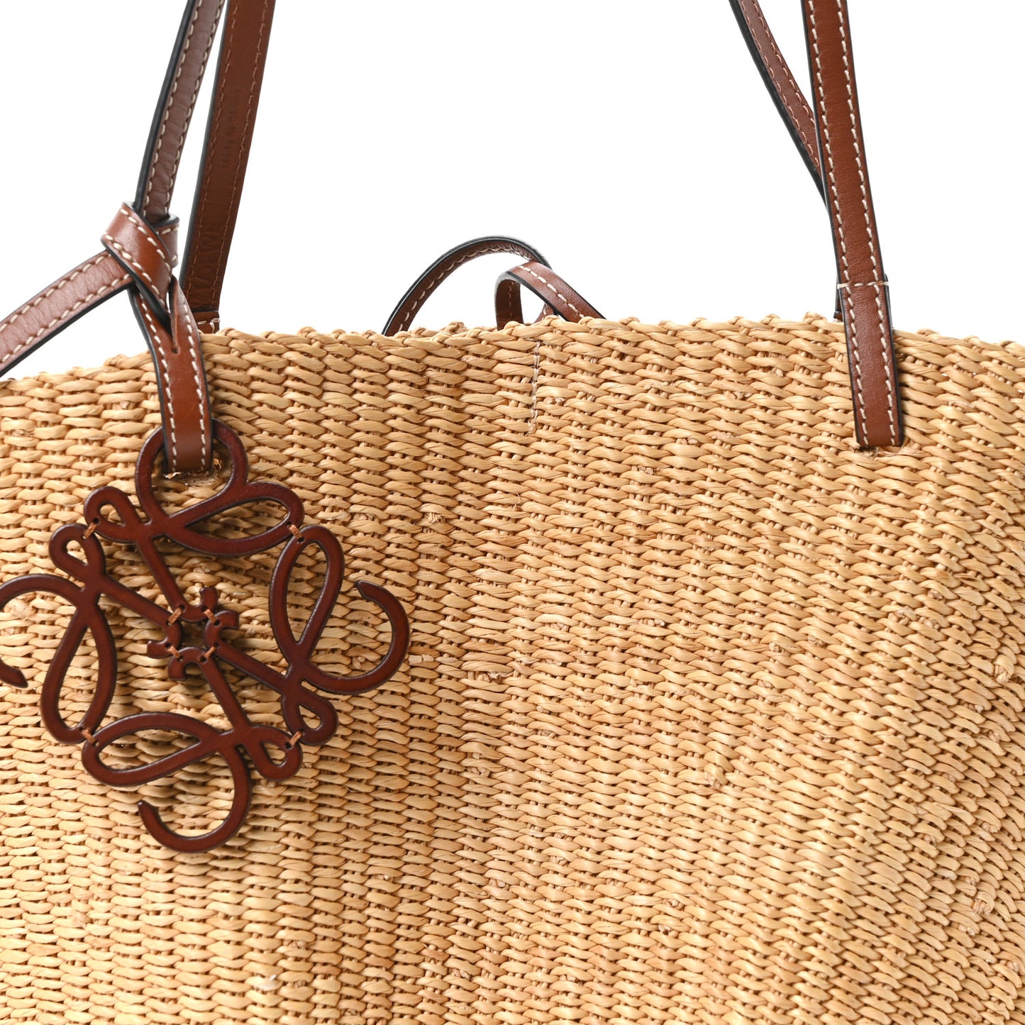 Calfskin Raffia Paulas Ibiza Small Basket Tote Bag Natural Pecan