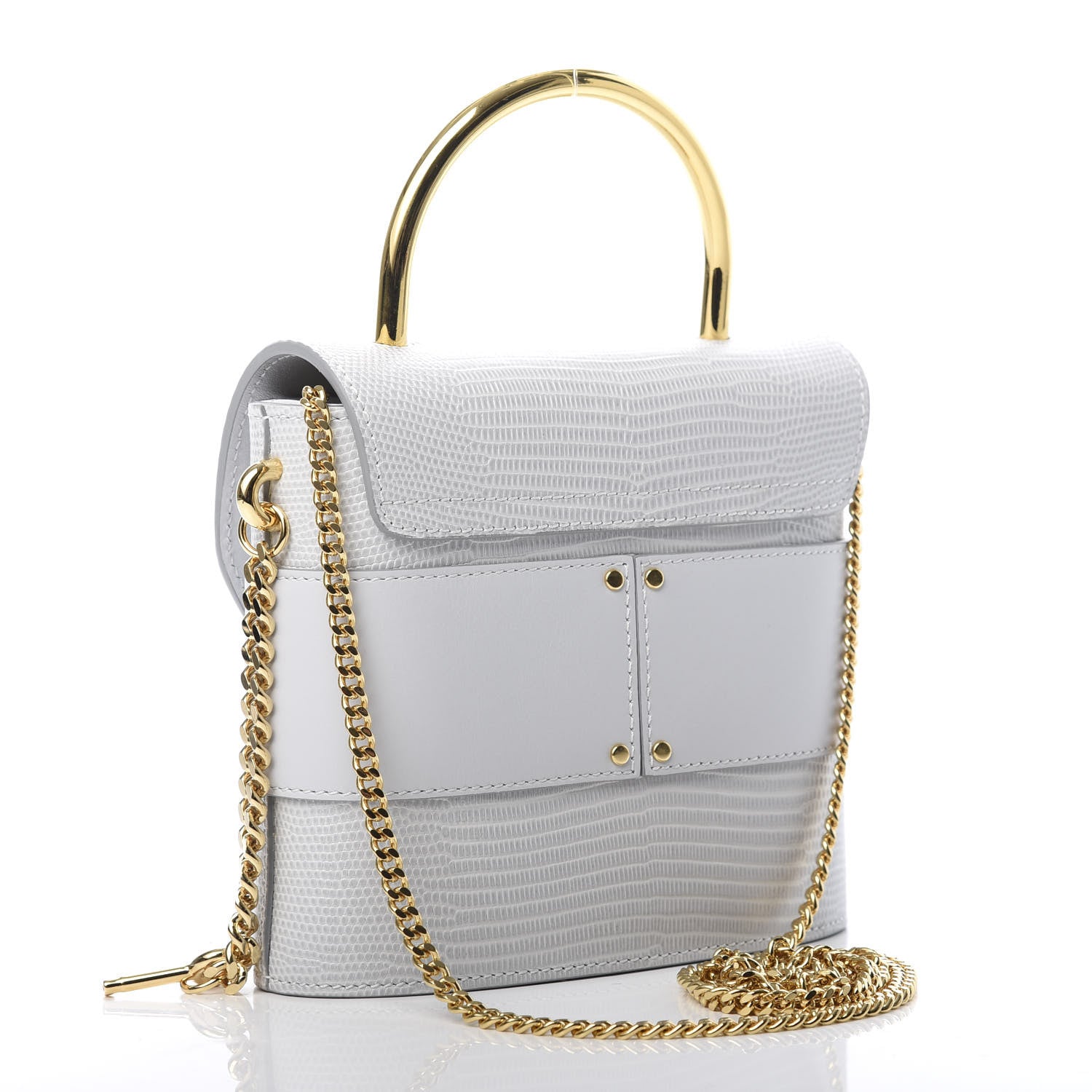Chloe Calfskin Lizard Embossed Small Aby Lock Light Cloud 3 of 10