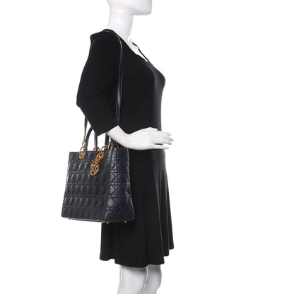 Christian Dior Lambskin Cannage Large Lady Dior Navy Blue 2 of 11
