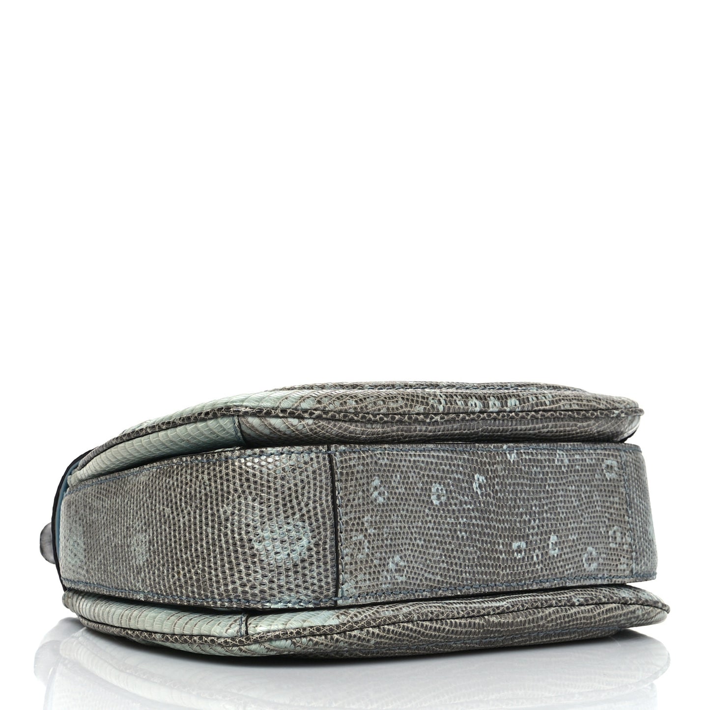 Calfskin Lizard Embossed Medium New Bamboo Top Handle Bag Blue