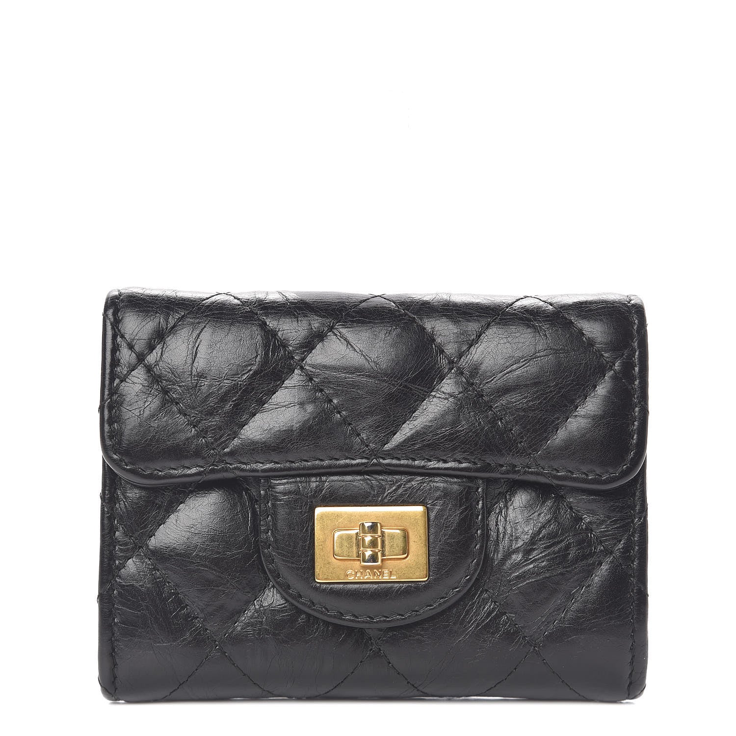 Chanel Aged Calfskin Quilted Reissue Flap Card Holder Black 1 of 9