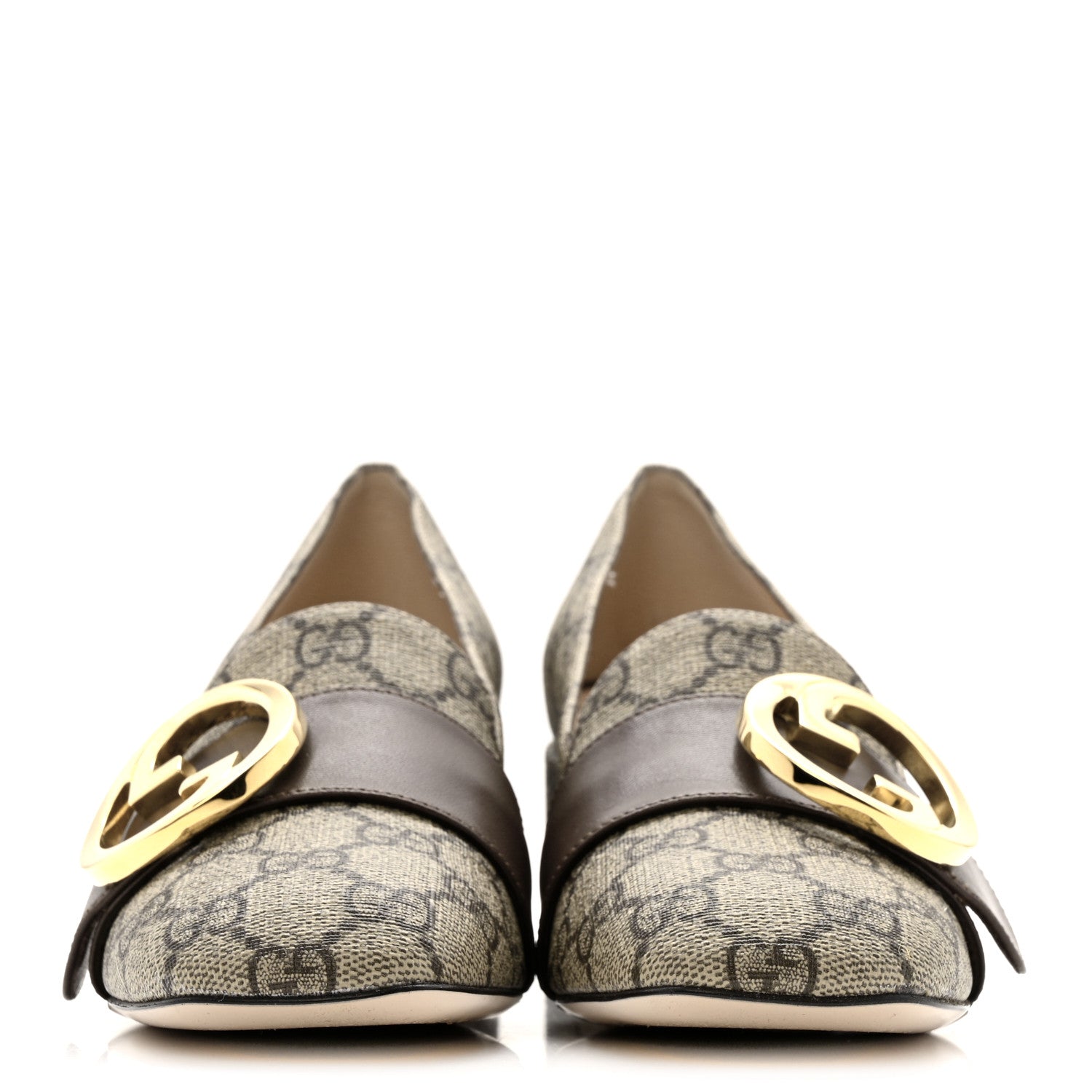 Gucci GG Supreme Monogram Malaga Kid Blondie Pumps 35.5 Beige Ebony New Acero 3 of 13