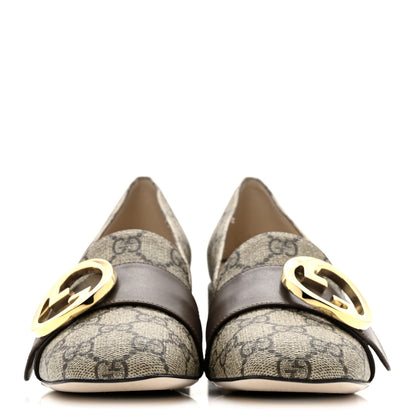 Gucci GG Supreme Monogram Malaga Kid Blondie Pumps 35.5 Beige Ebony New Acero 3 of 13