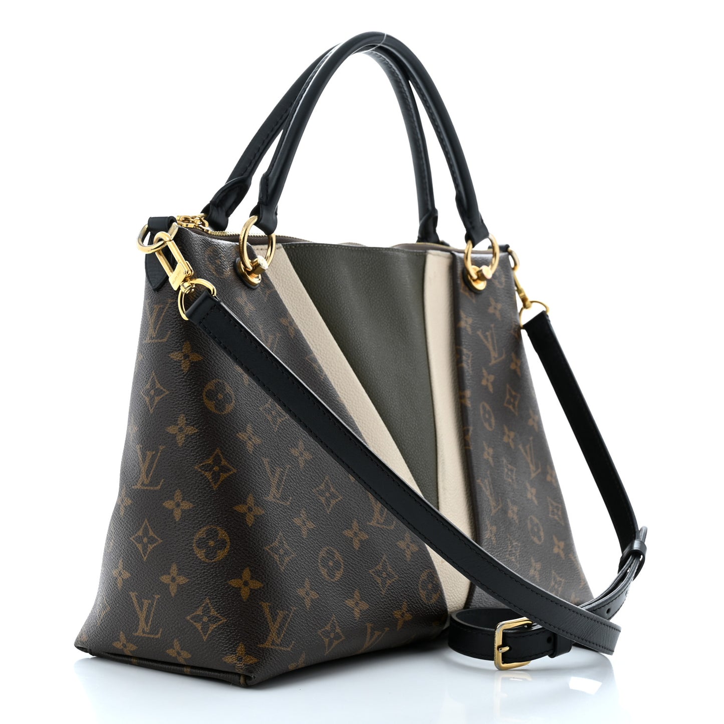 Monogram V Tote MM Khaki Cream