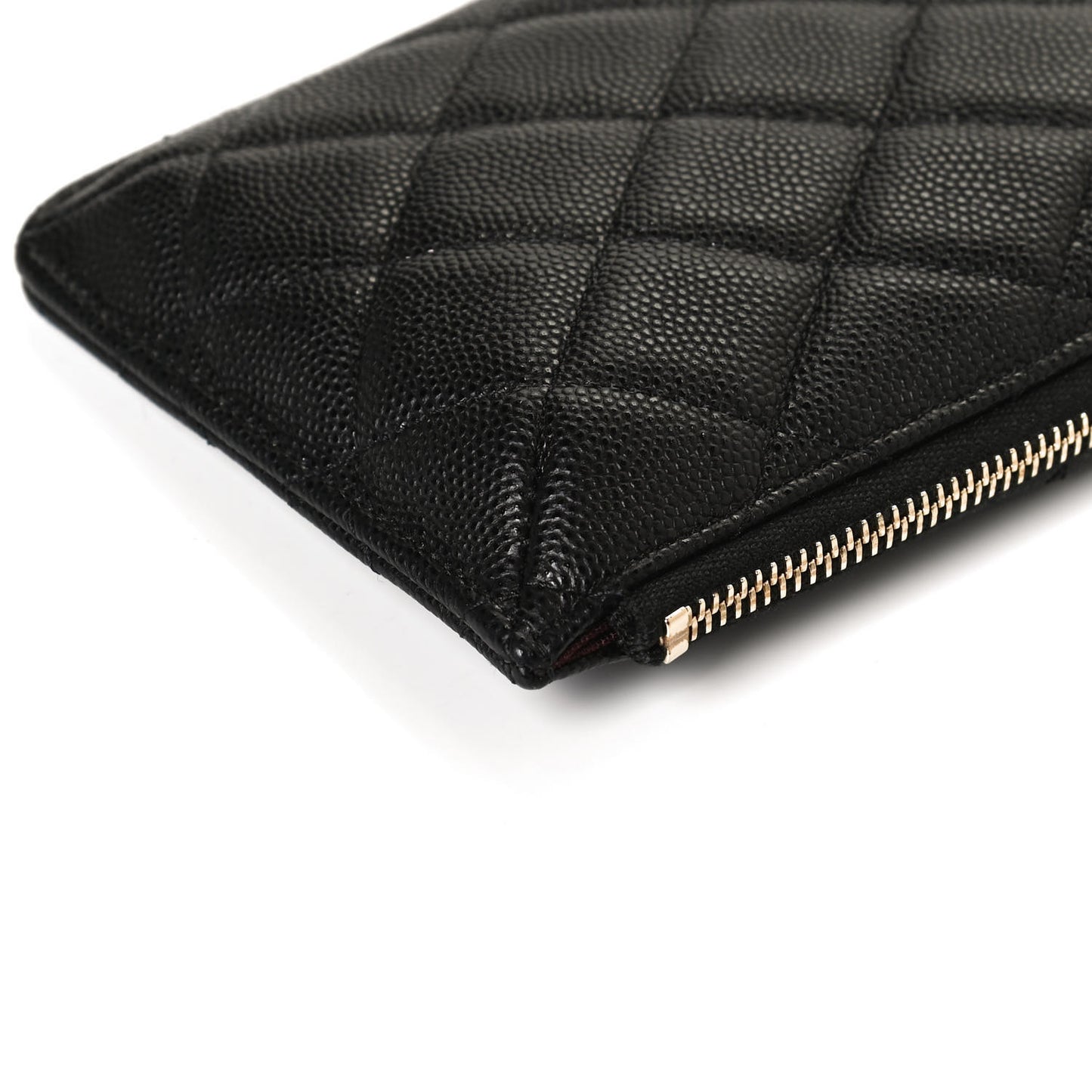 Caviar Quilted Classic Flat Wallet Pouch Black