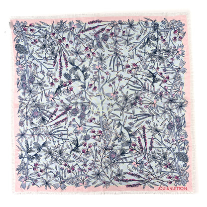 Louis Vuitton Silk Square Scarf Pink Blue 1 of 3