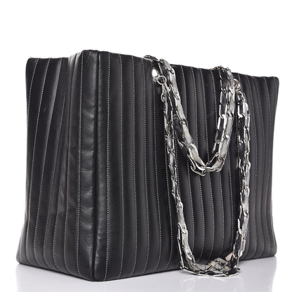 Chanel Lambskin Vertical Quilted Large Mademoiselle Tote Black 3 of 11