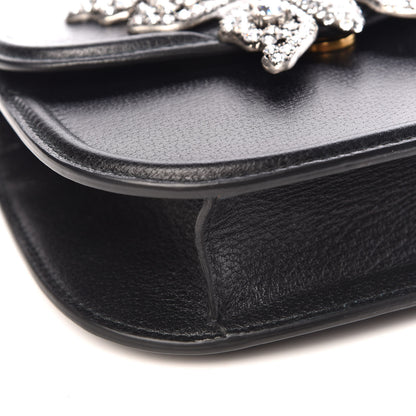 Gucci Calfskin Web Crystal Butterfly Stripe Small Totem Shoulder Bag Black 9 of 14