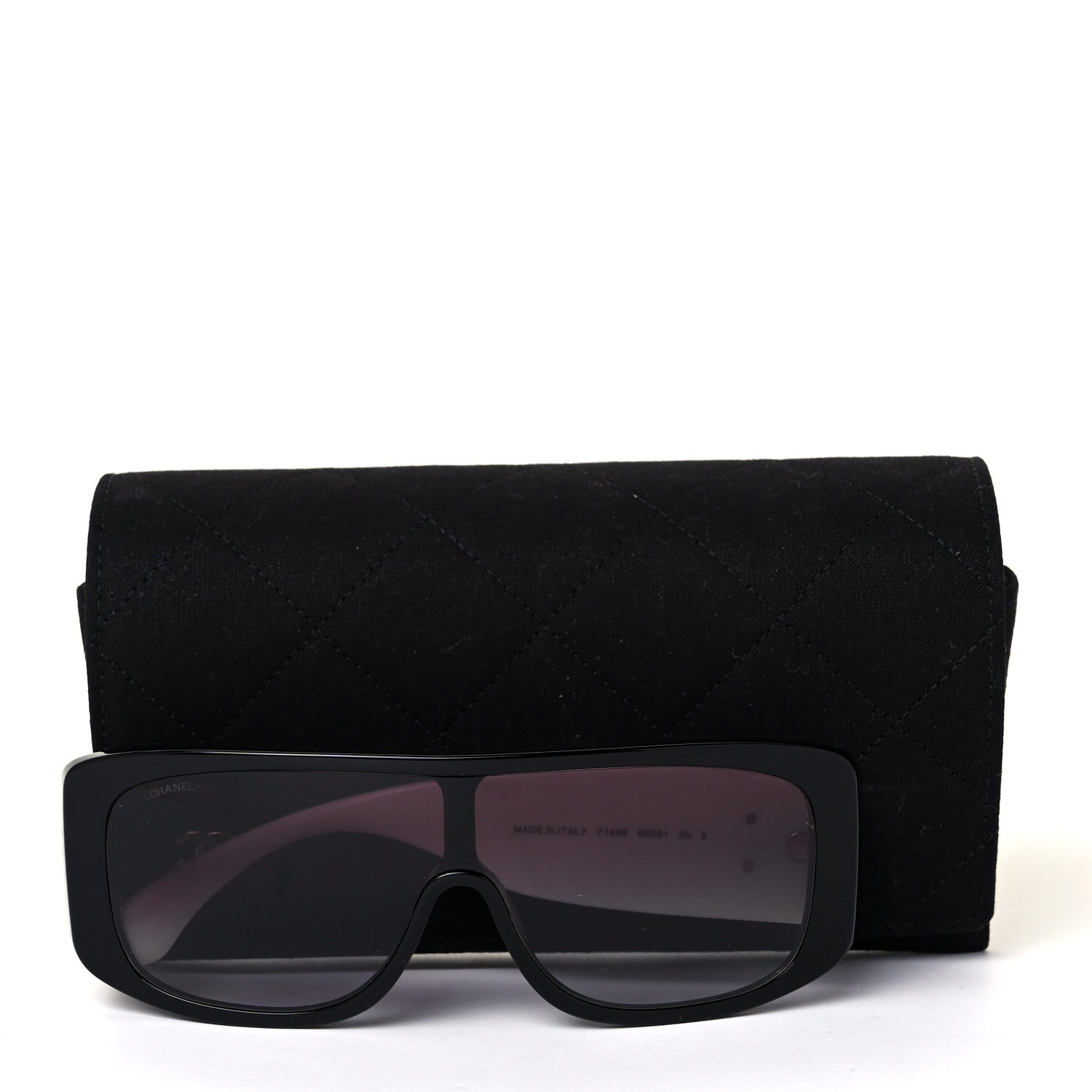 Chanel Acetate Shield Sunglasses 71466 White Black 7 of 7