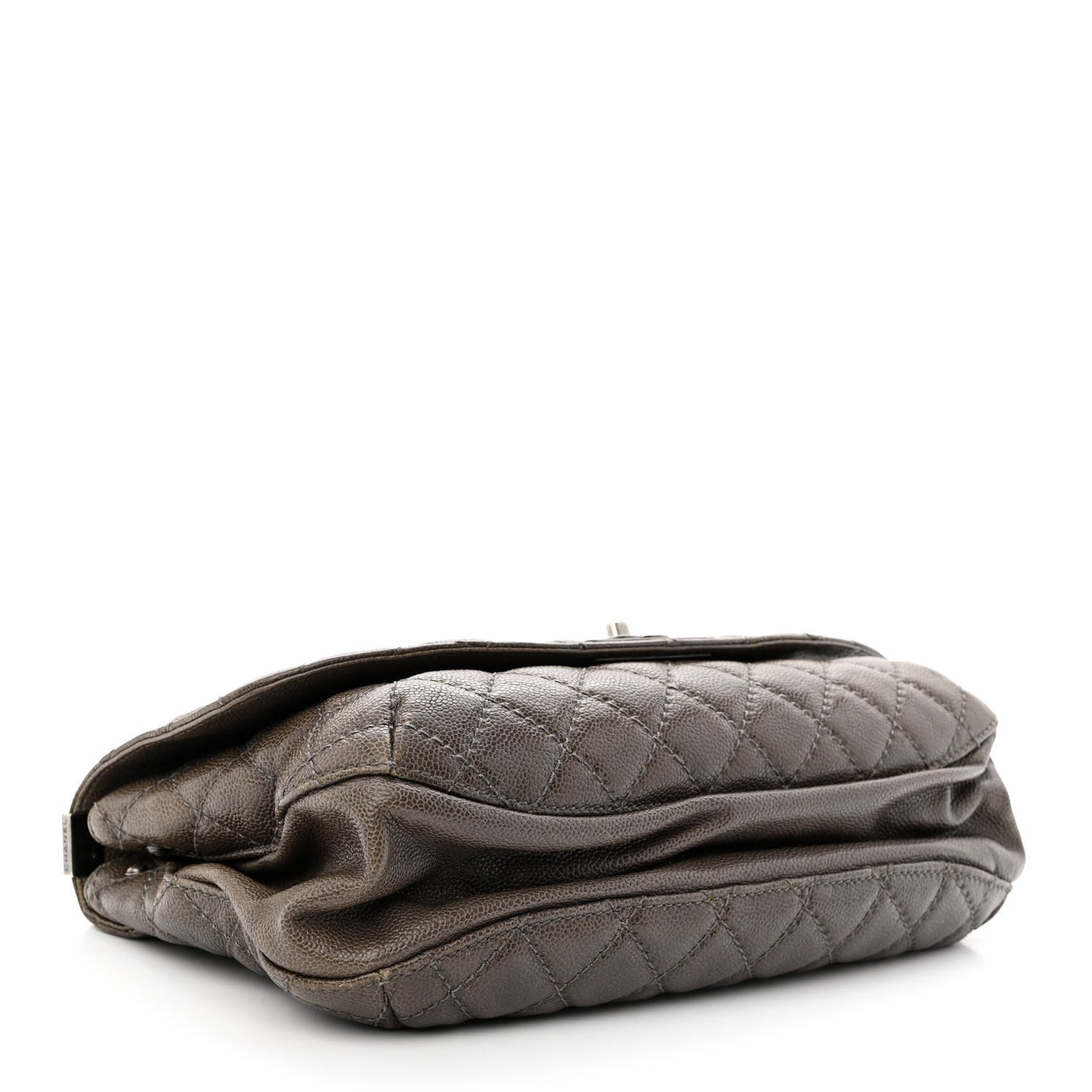 Glazed Caviar Medium Flap Khaki