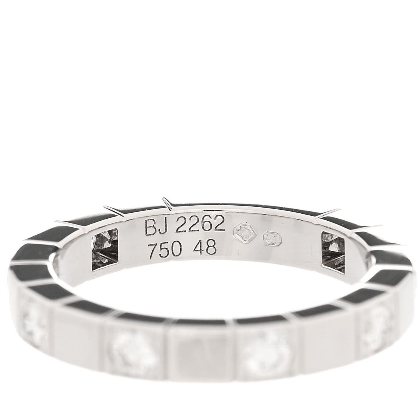 18K White Gold Diamond Lanieres Half Eternity Band Ring 48 4.5