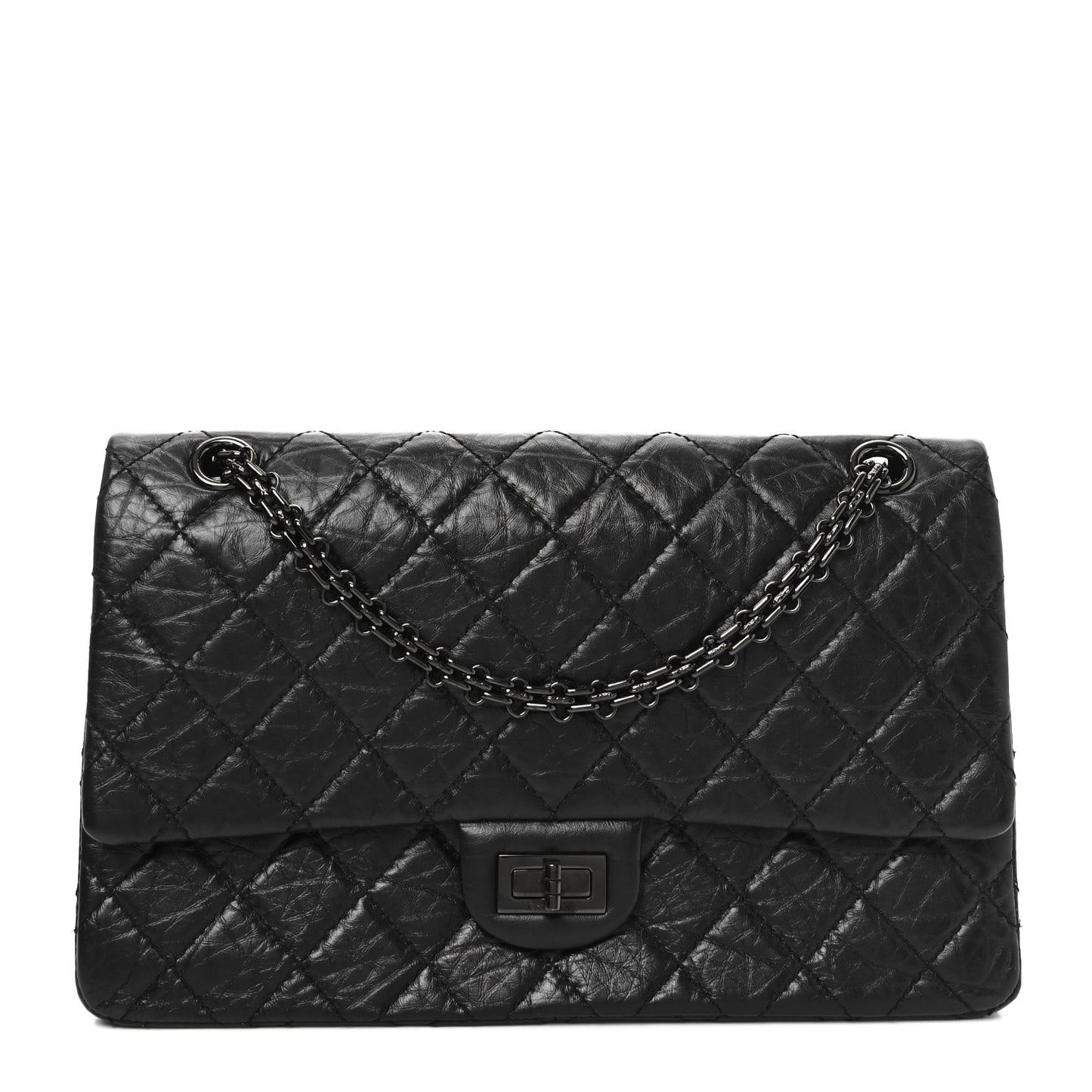Aged Calfskin Quilted 2.55 Reissue 226 Flap So Black