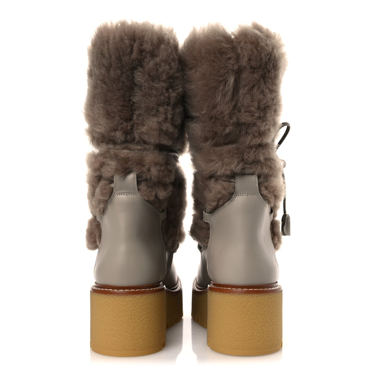 Shearling Calfskin Latitude 30 Ankle Boots 38 Beige Galet