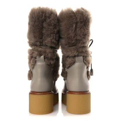 Hermes Shearling Calfskin Latitude 30 Ankle Boots 38 Beige Galet 6 of 11