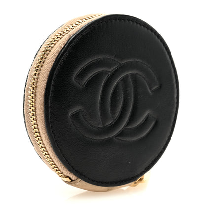 Chanel Lambskin Round Camellia CC Coin Purse Black 3 of 7