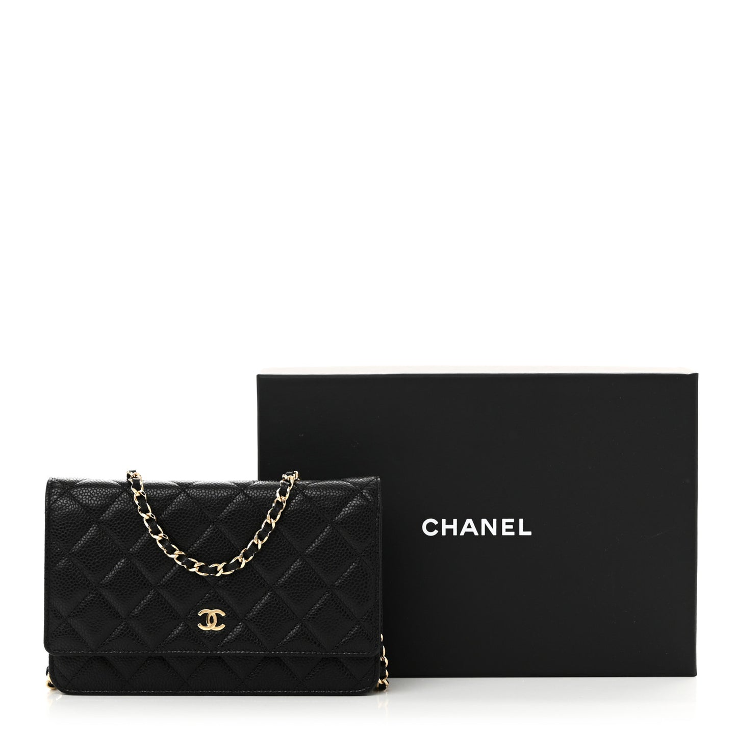 Caviar Quilted Wallet on Chain WOC Black