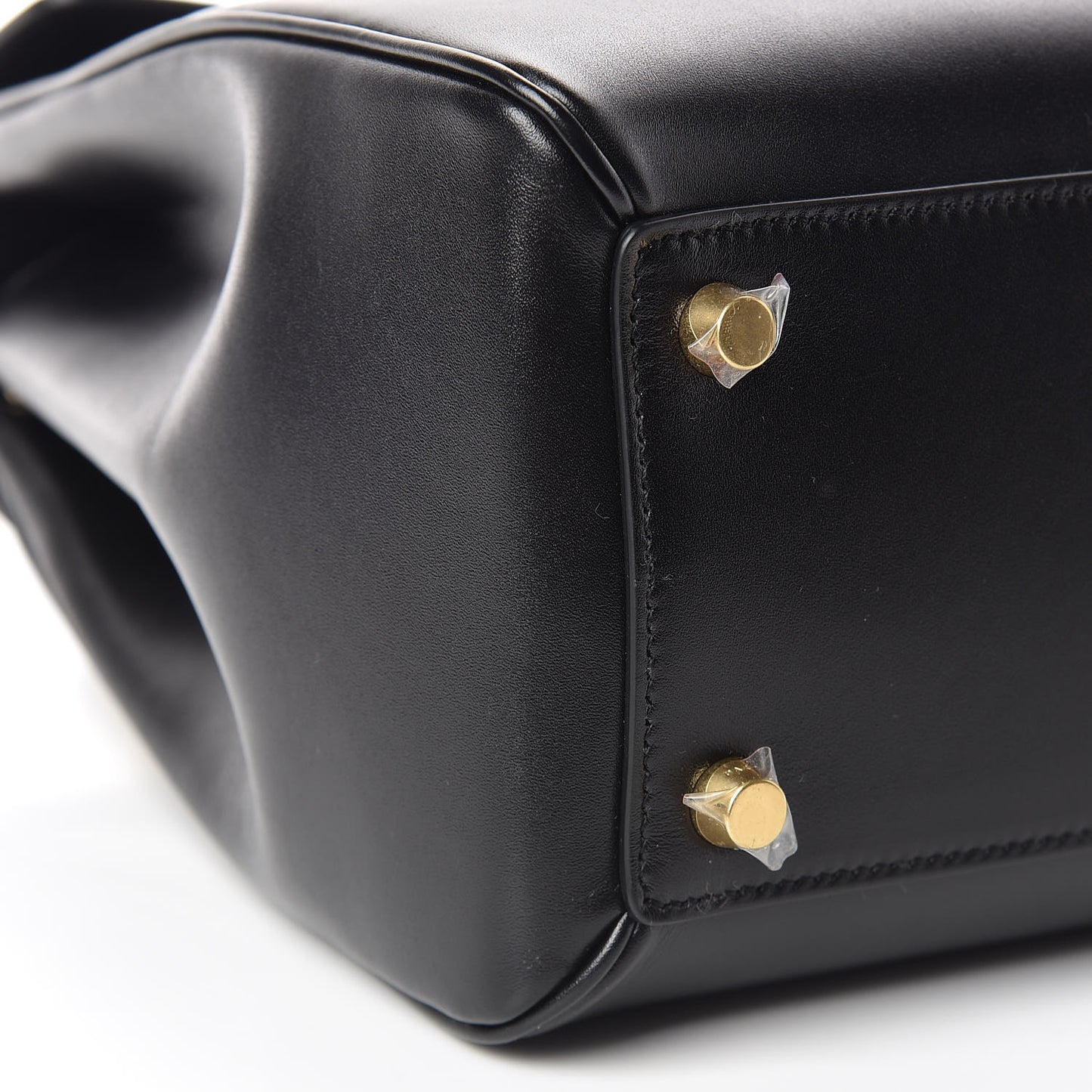 Satinated Calfskin Medium 16 Top Handle Bag Black
