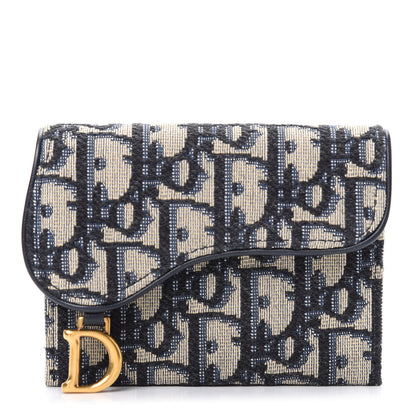 Christian Dior Oblique Saddle Card Holder Blue 1 of 7