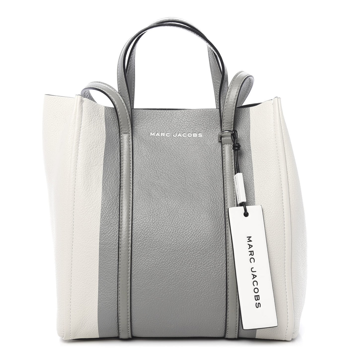 Grained Calfskin The Tag Tote Grey White