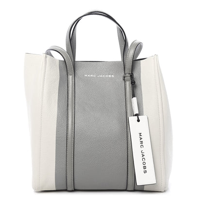 Marc Jacobs Grained Calfskin The Tag Tote Grey White 1 of 10