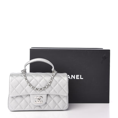 Chanel Metallic Caviar Quilted Mini Top Handle Rectangular Flap Silver 10 of 10