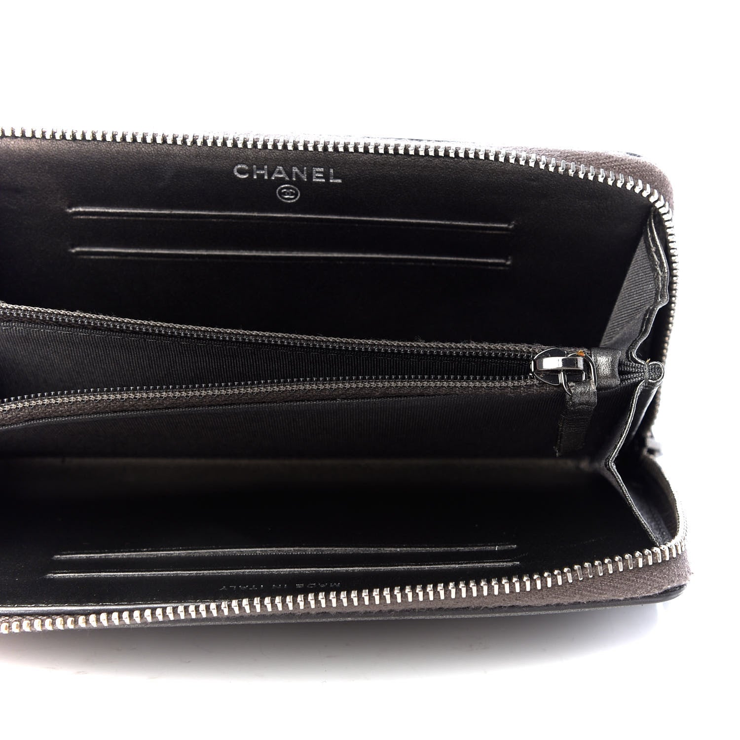 Chanel Caviar Quilted Medium Filigree Zip Around Wallet Dark Silver 5 of 9