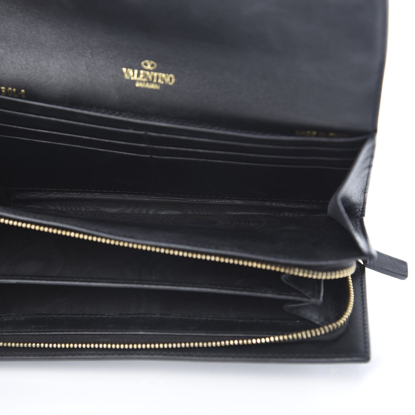 Calfskin Rockstud Wristlet Travel Wallet Black
