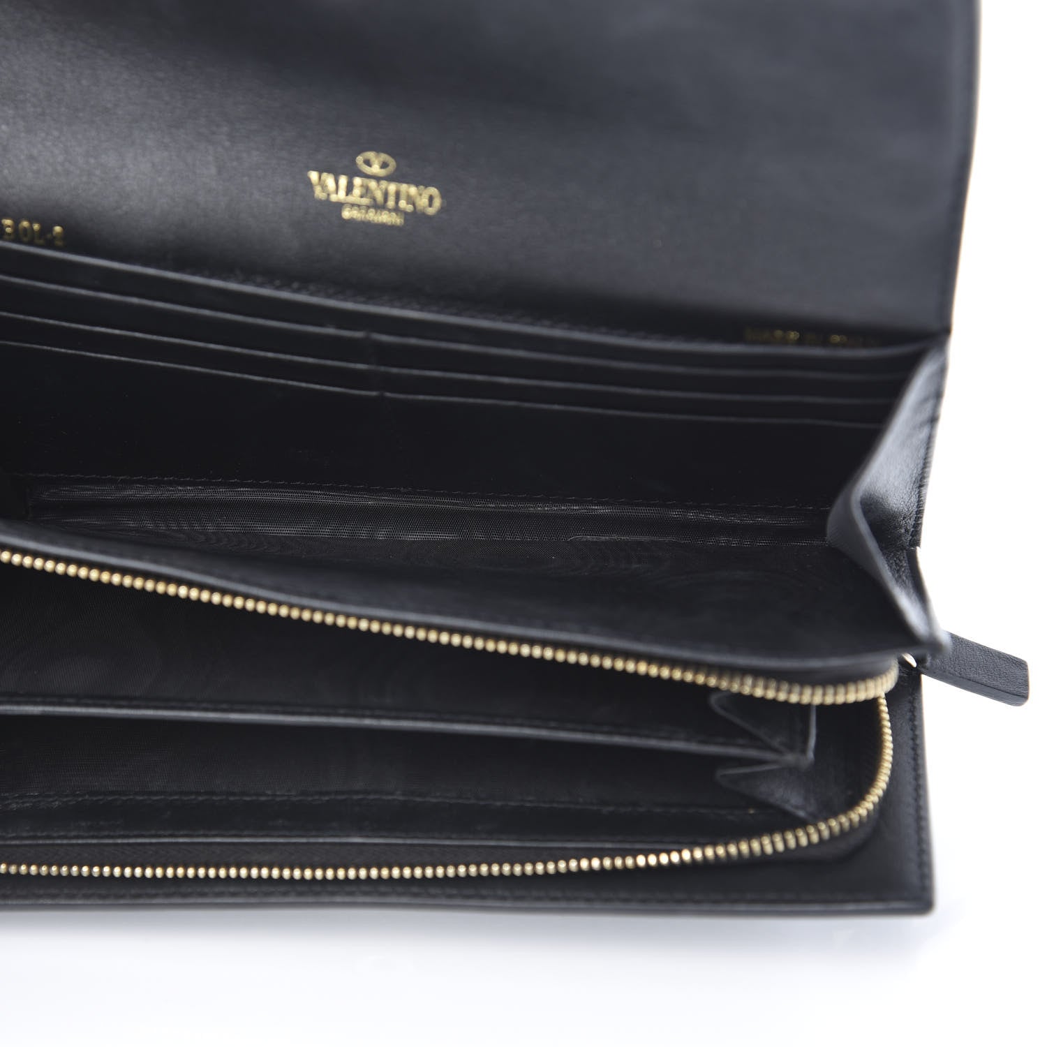 Valentino Garavani Calfskin Rockstud Wristlet Travel Wallet Black 5 of 13