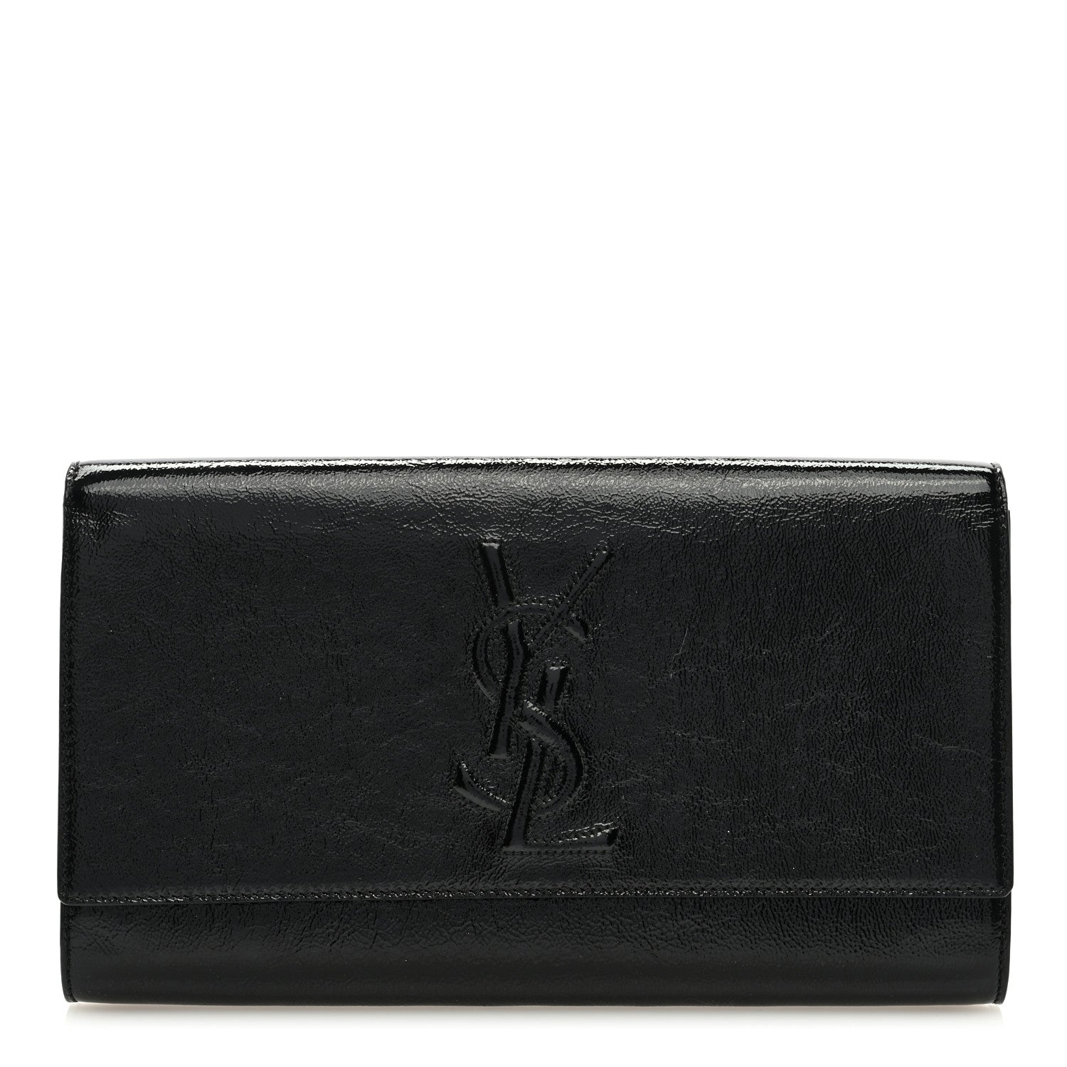 Saint Laurent Textured Patent Monogram Large Belle De Jour Clutch Black 1 of 8