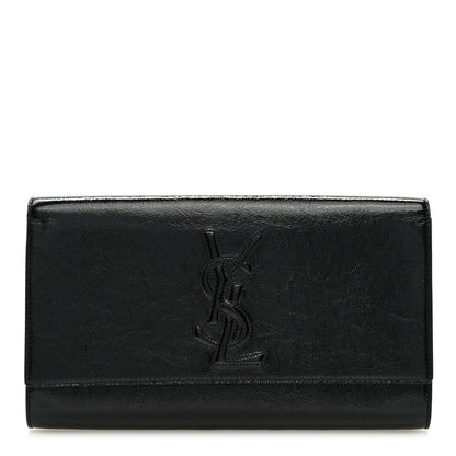 Saint Laurent Textured Patent Monogram Large Belle De Jour Clutch Black 1 of 8