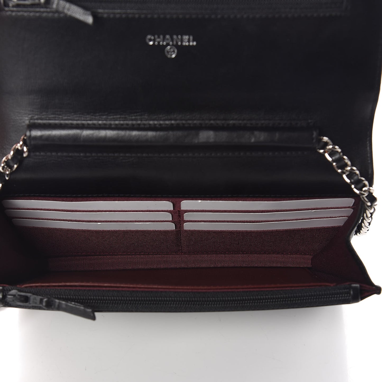 Lambskin Quilted Wallet On Chain WOC Black