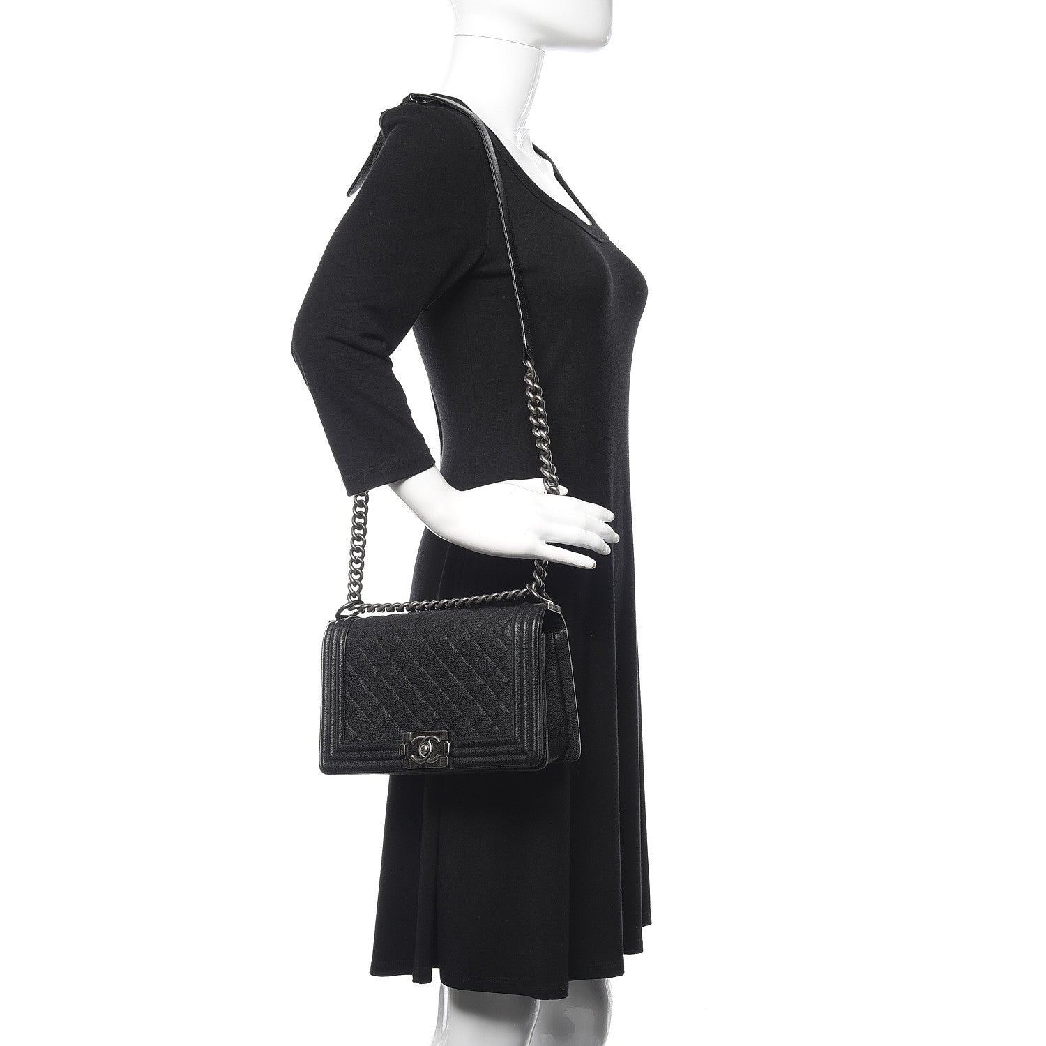 Chanel Caviar Quilted Medium Boy Flap Black 2 of 10