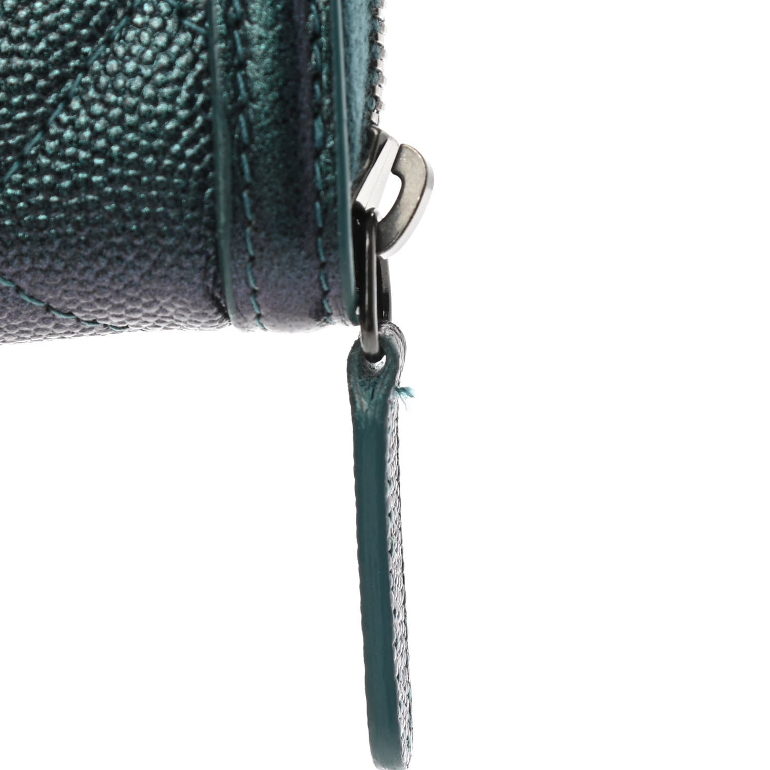 Chanel Iridescent Caviar Quilted Medium Filigree Zip Around Wallet Dark Turquoise 9 of 12