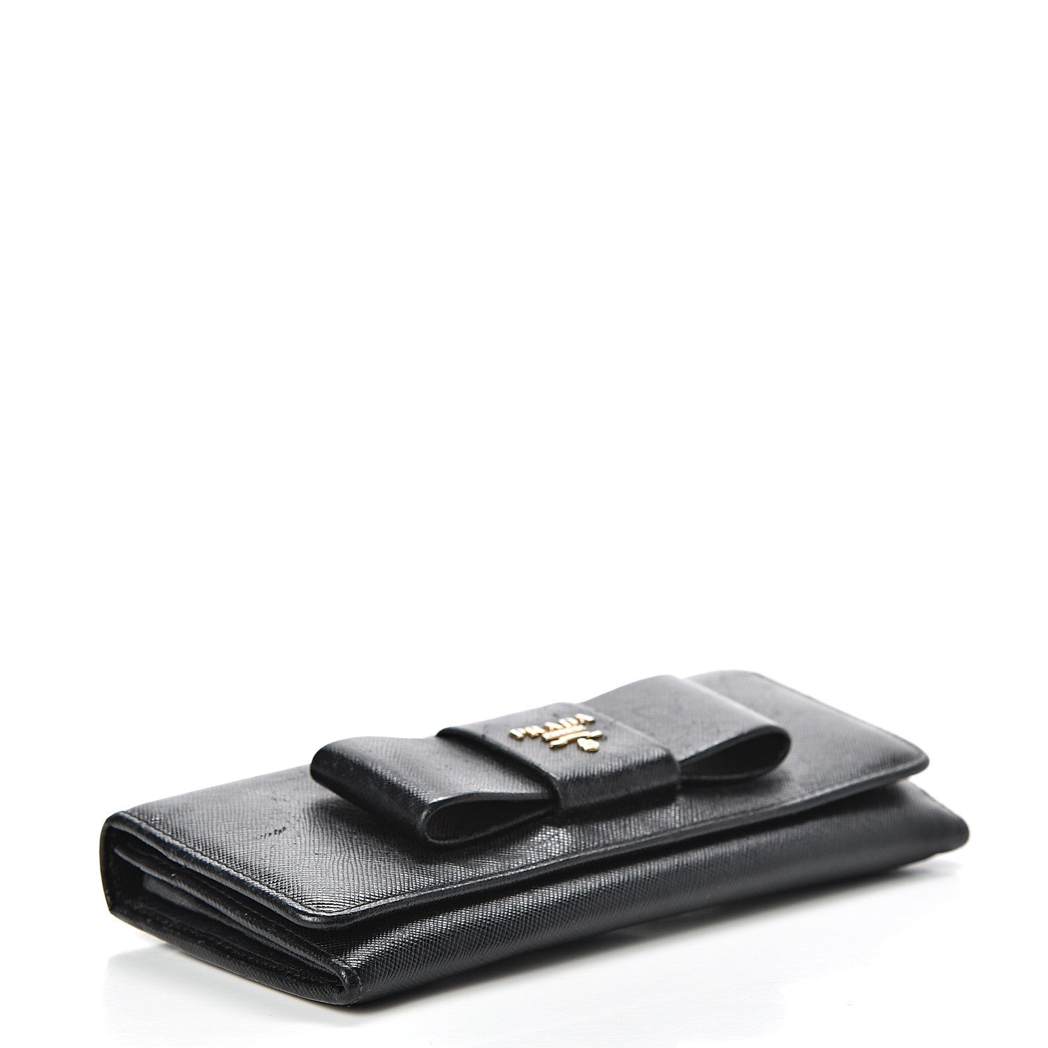 Prada Saffiano Bow Continental Wallet Black 3 of 10