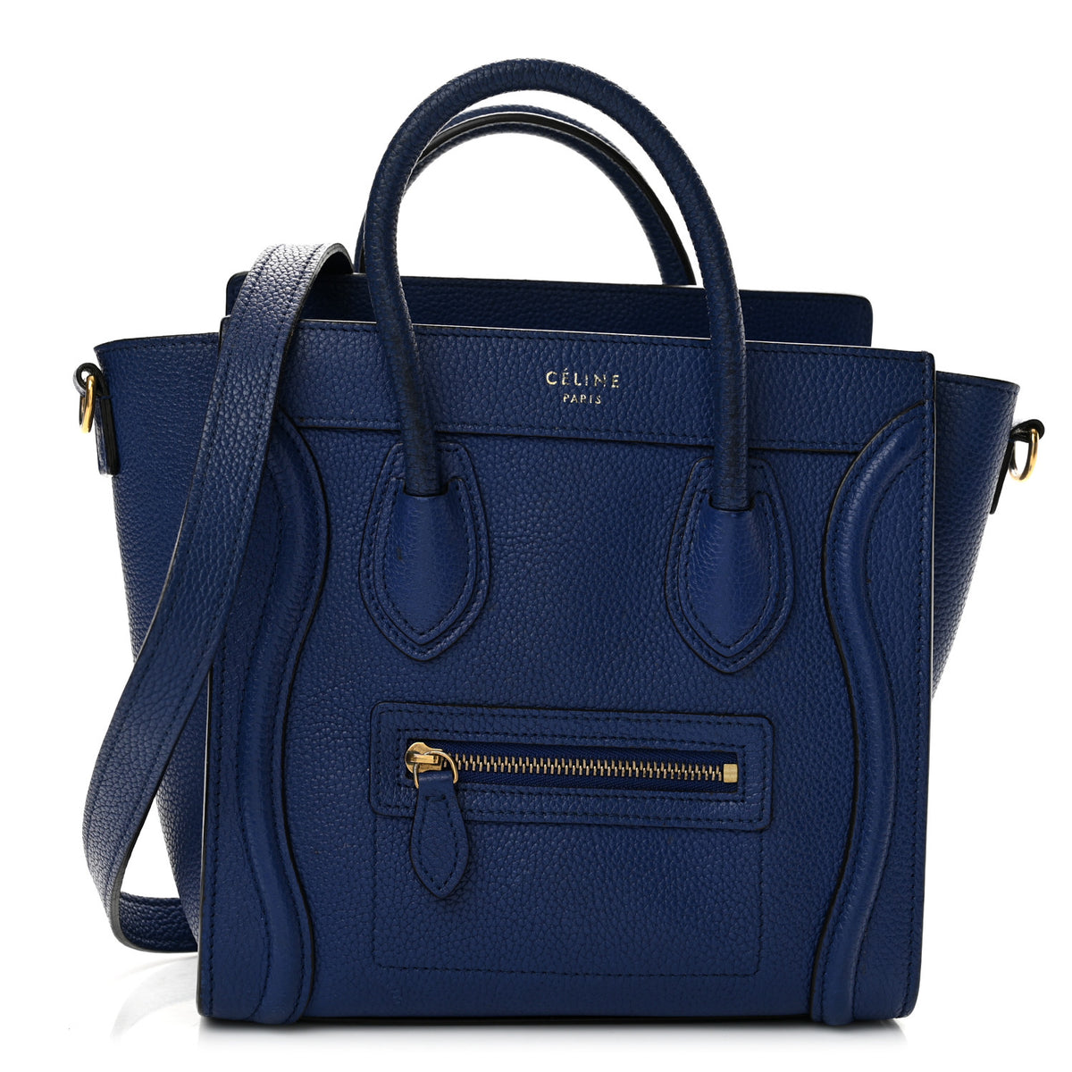 Celine Drummed Calfskin Nano Luggage Indigo 1 of 13