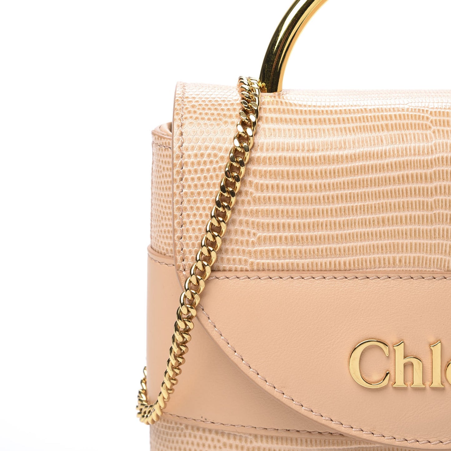 Calfskin Lizard Embossed Small Aby Lock Delicate Pink