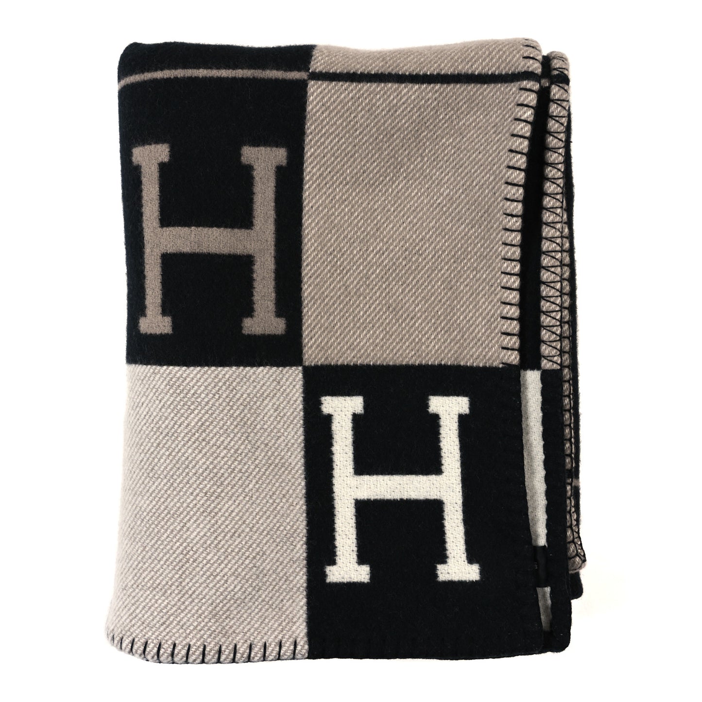 Wool Cashmere Avalon Blanket Ecru Gris Fonce