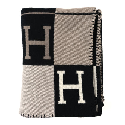 Hermes Wool Cashmere Avalon Blanket Ecru Gris Fonce 1 of 3