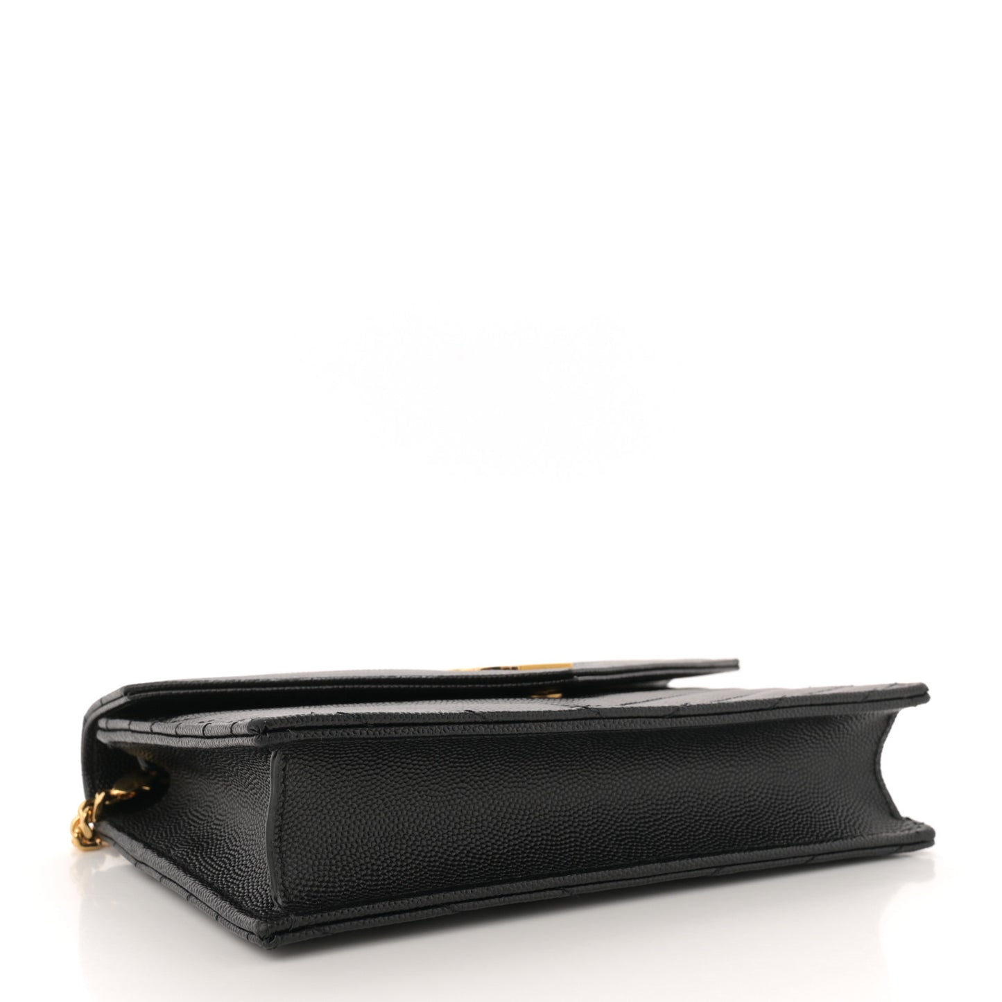 Grain De Poudre Matelasse Chevron Monogram Envelope Chain Wallet Black