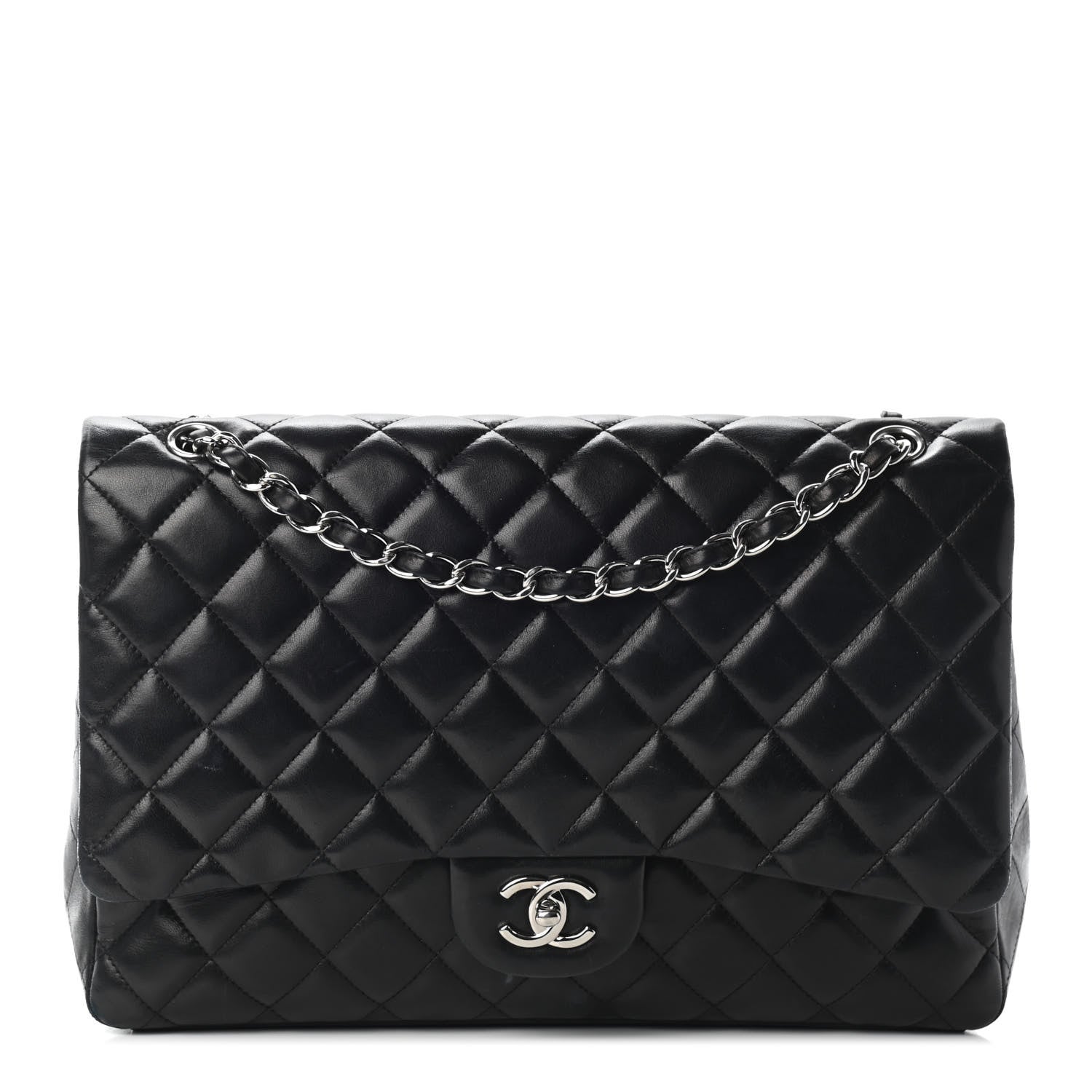 Chanel Lambskin Quilted Maxi Single Flap Black 1 of 9