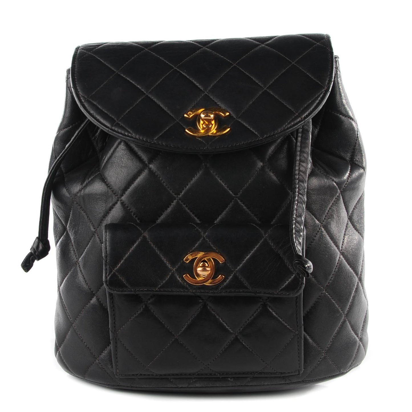 Lambskin Quilted Backpack Black