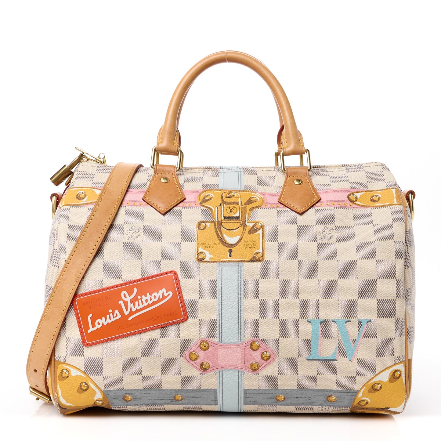 LOUIS VUITTON Damier Azur Summer Trunks Speedy Bandouliere 30