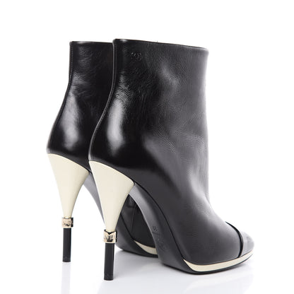 Chanel Crumpled Patent Calfskin Cap Toe Short Boots 39 Black 4 of 8