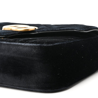 Gucci Velvet Matelasse Mini GG Marmont Shoulder Bag Black 75/30 Black 10 of 10