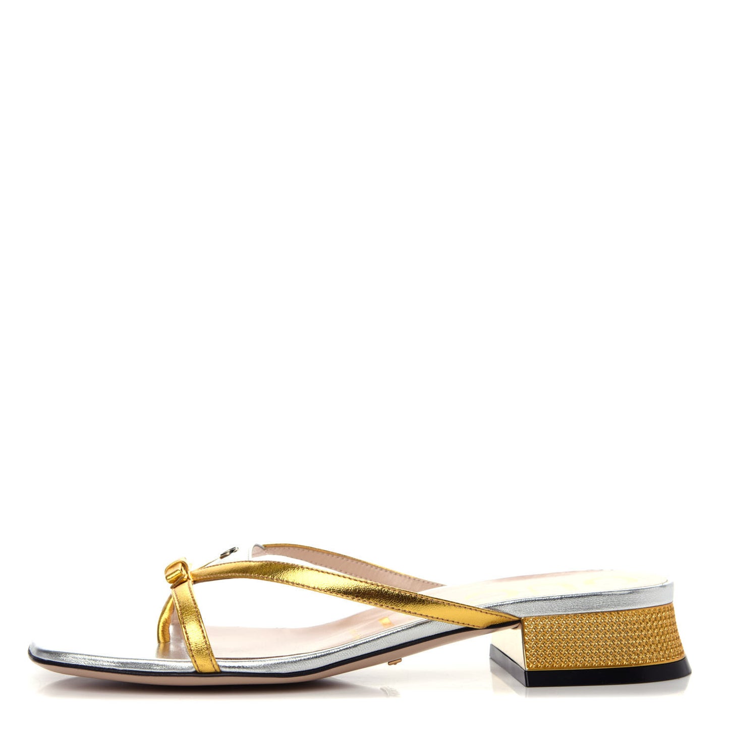 Calfskin Bow Thong Sandal 37 Gold
