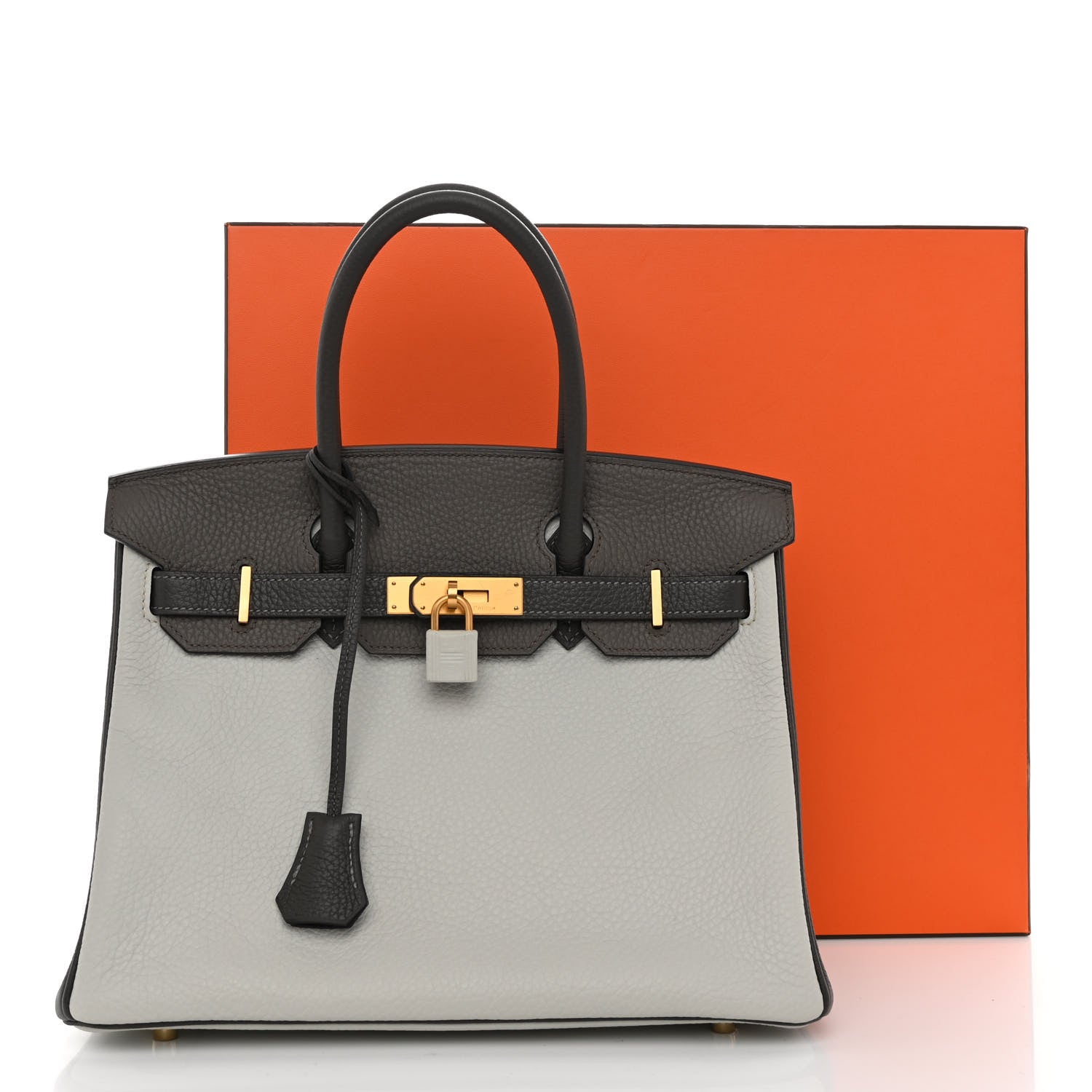 Hermes Taurillon Clemence Horseshoe Birkin 30 Gris Perle Etain Graphite 14 of 14