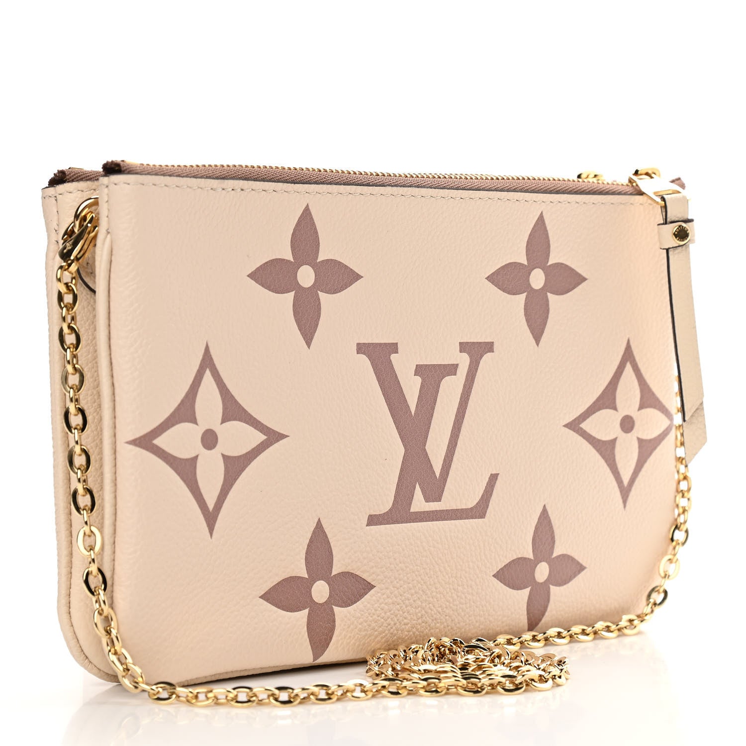 Louis Vuitton Empreinte Monogram Giant Double Zip Pochette Creme Bois De Rose 3 of 11