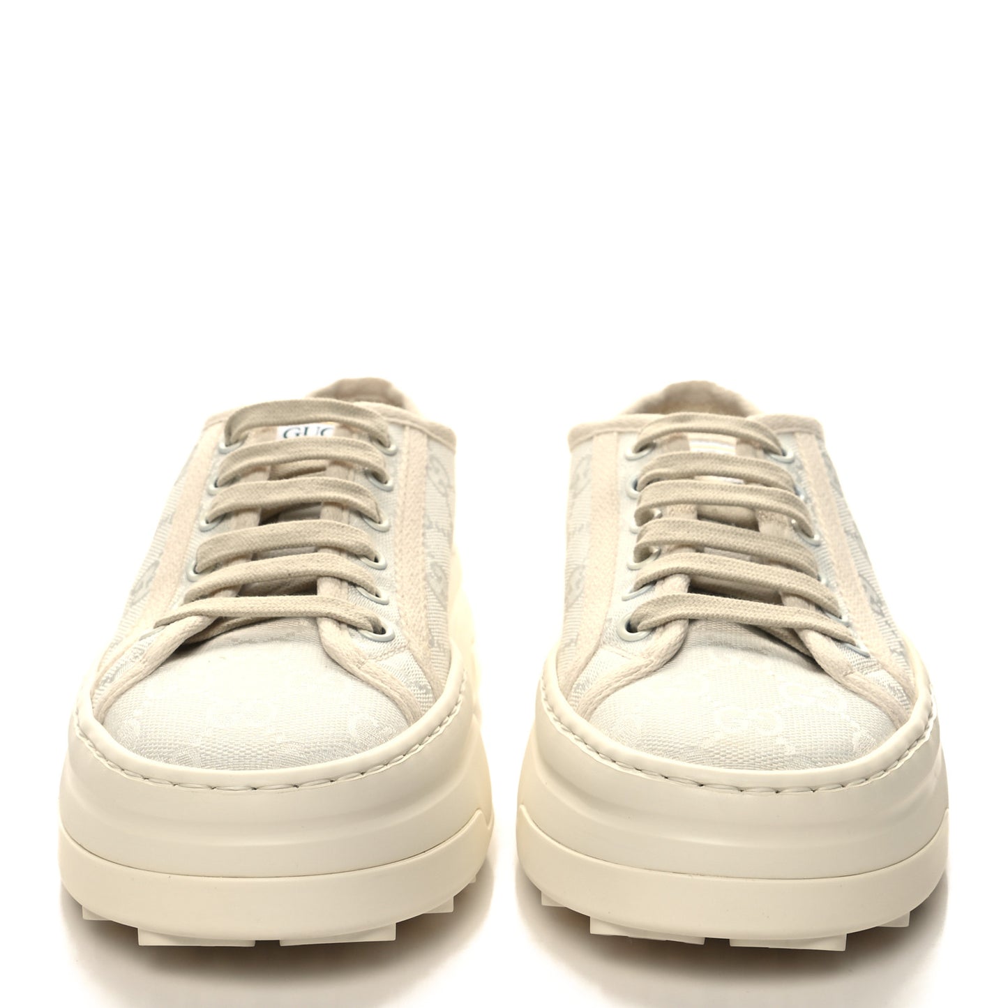 GG Monogram Womens 1977 Tennis Platform 52mm Sneakers 36 Great White Mystic White